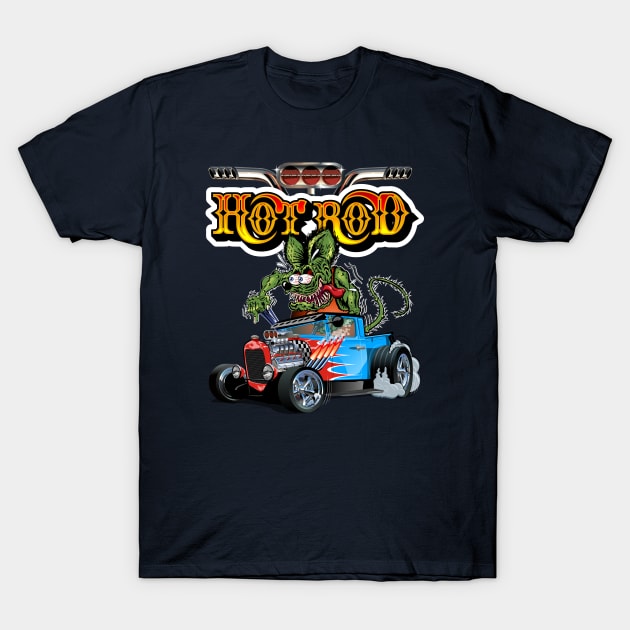 Cartoon retro hot rod T-Shirt by Mechanik